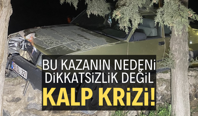 Sürücüsü kalp krizi geçiren otomobil ağaca çarptı: 1 ölü