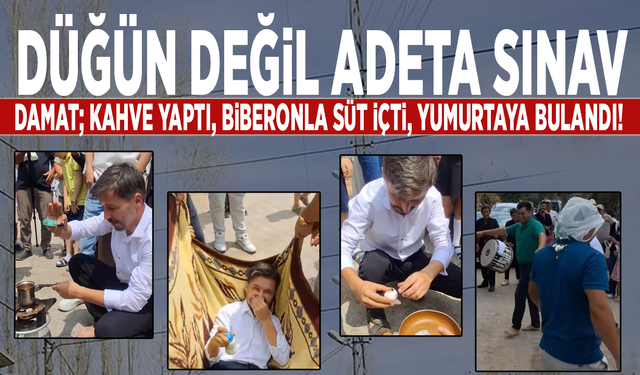 Düğün değil adeta sınav: Damat; kahve yaptı, biberonla süt içti, yumurtaya bulandı!