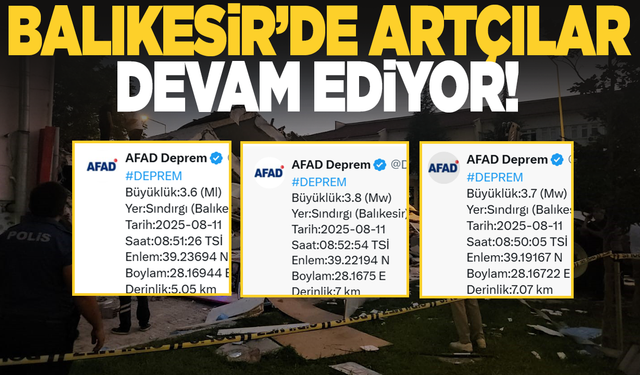 Balıkesir'de artçılar devam ediyor:  237 artçı deprem kaydedildi