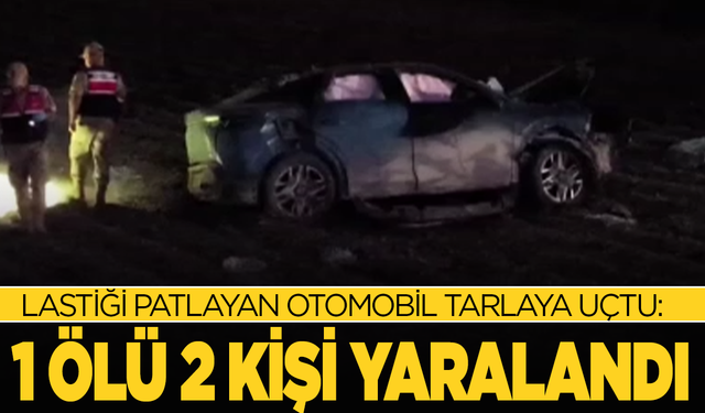 Lastiği patlayan otomobil tarlaya uçtu: 1 ölü, 2 yaralı