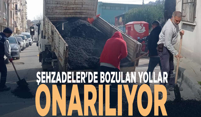 Şehzadeler’de bozulan yollara asfalt yama çalışması