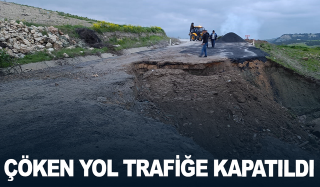 Manisa'da çöken karayolu trafiğe kapatıldı