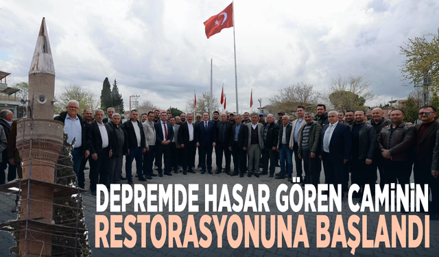 Depremde hasar gören caminin restorasyonuna başlandı