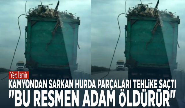 Kamyondan sarkan hurda parçaları tehlike saçtı: "Bu resmen adam öldürür"