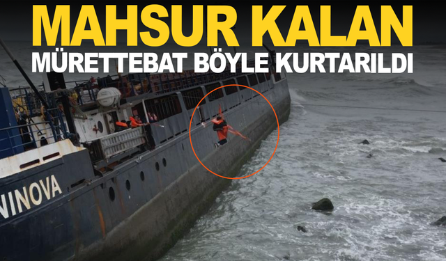 Sakarya’da mahsur kalan mürettebattan 5’i halat sistemiyle karaya çıkarıldı
