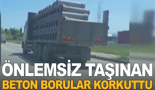 Tırdaki Beton Borular Tehlike Saçtı