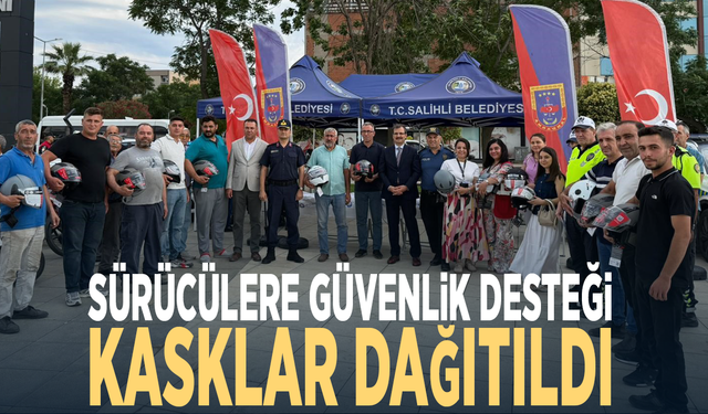 Sürücülere güvenlik desteği... Kasklar dağıtıldı