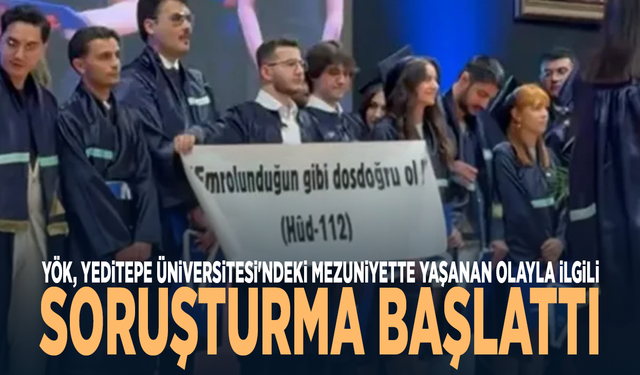 YÖK'ten mezuniyet törenindeki pankart olayına soruşturma