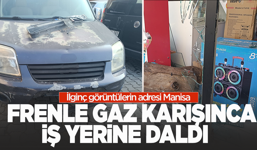 Manisa'da fren yerine gaza basan sürücü iş yerine daldı