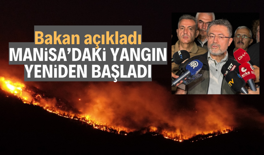Akhisar'daki yangın rüzgar nedeniyle yeniden başladı