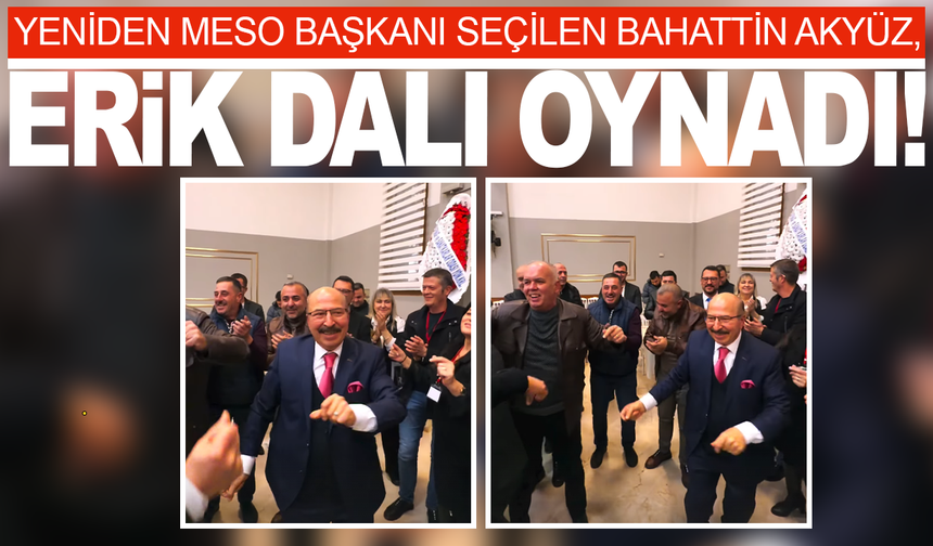 Yeniden MESO başkanı seçilen Bahattin Akyüz, erik dalıyla coştu