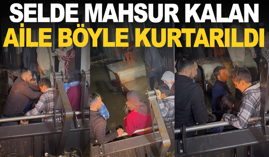 Selde mahsur kalan 11 kişilik aileyi itfaiye kurtardı