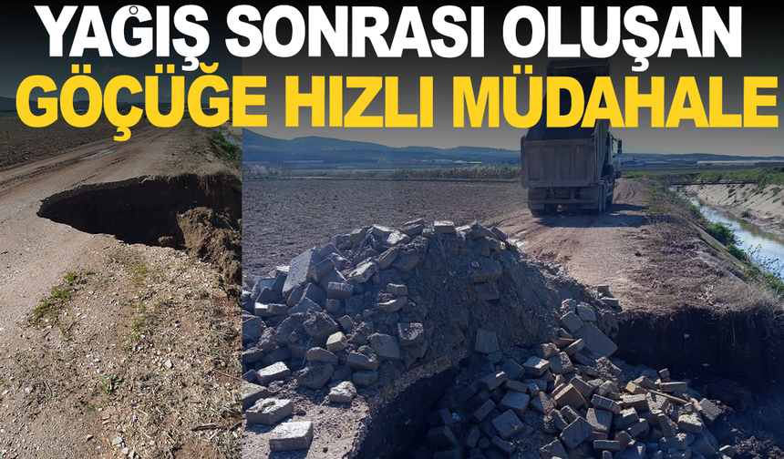 Saruhanlı'da Yağış Sonrası Oluşan Göçüğe Hızlı Müdahale