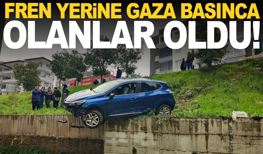 Fren yerine gaza basınca, sitenin bahçesine yuvarlandı