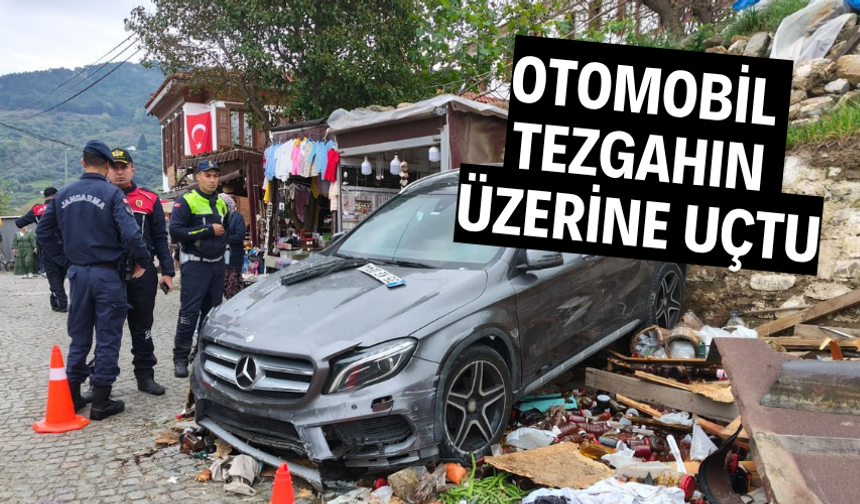 Otomobil tezgahın üzerine uçtu: 1 yaralı