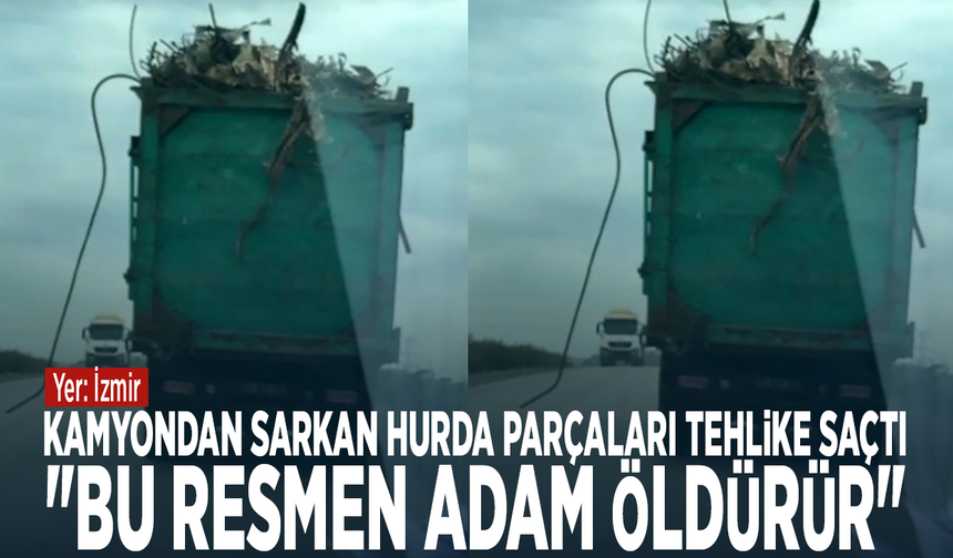 Kamyondan sarkan hurda parçaları tehlike saçtı: "Bu resmen adam öldürür"
