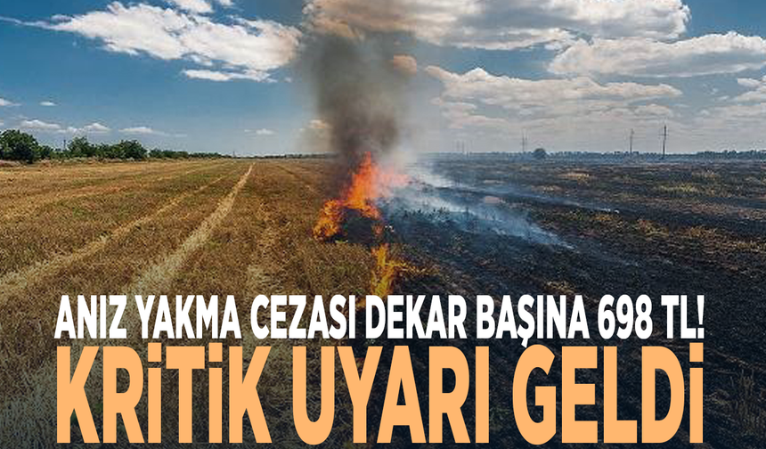 Anız yakma cezası dekar başına 698 TL! Kritik uyarı geldi