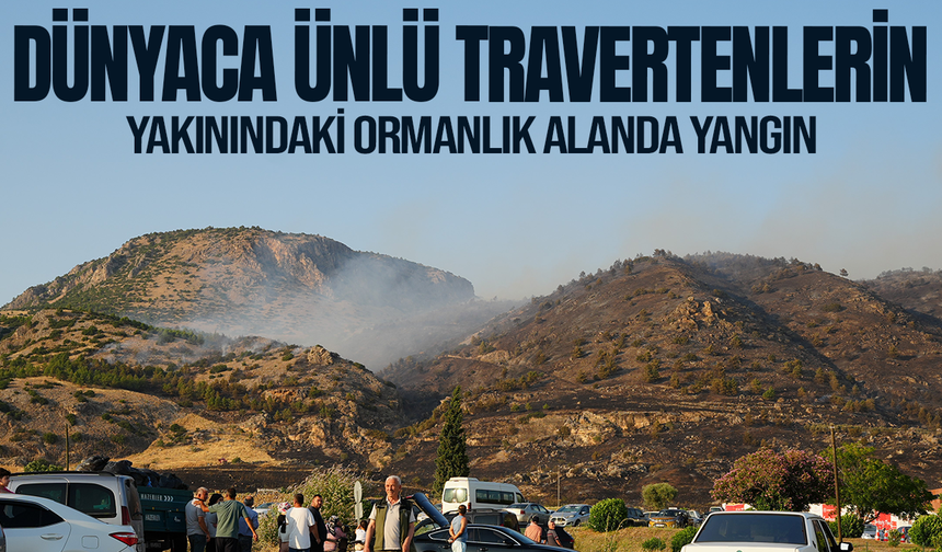Dünyaca ünlü travertenlerin yakınındaki ormanlık alanda yangın