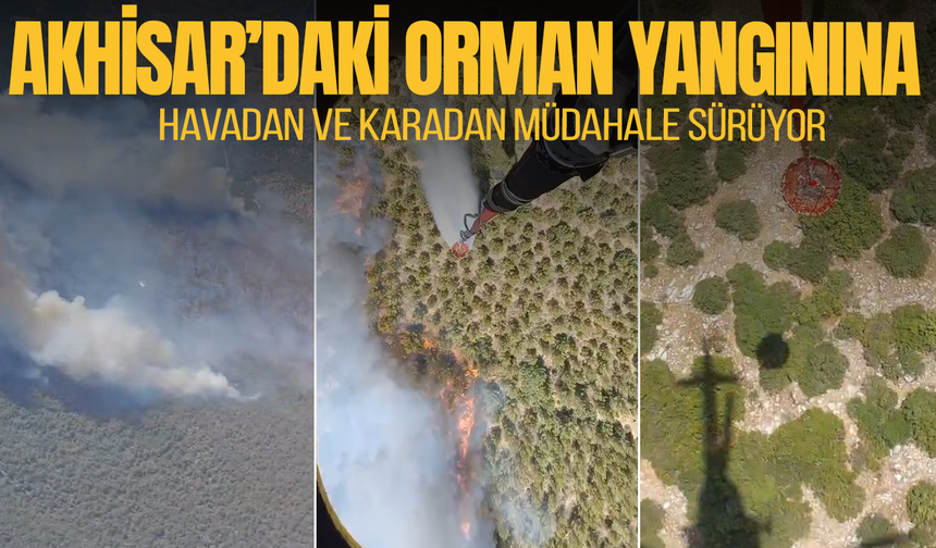 Akhisar'da orman yangınına havadan ve karadan müdahale