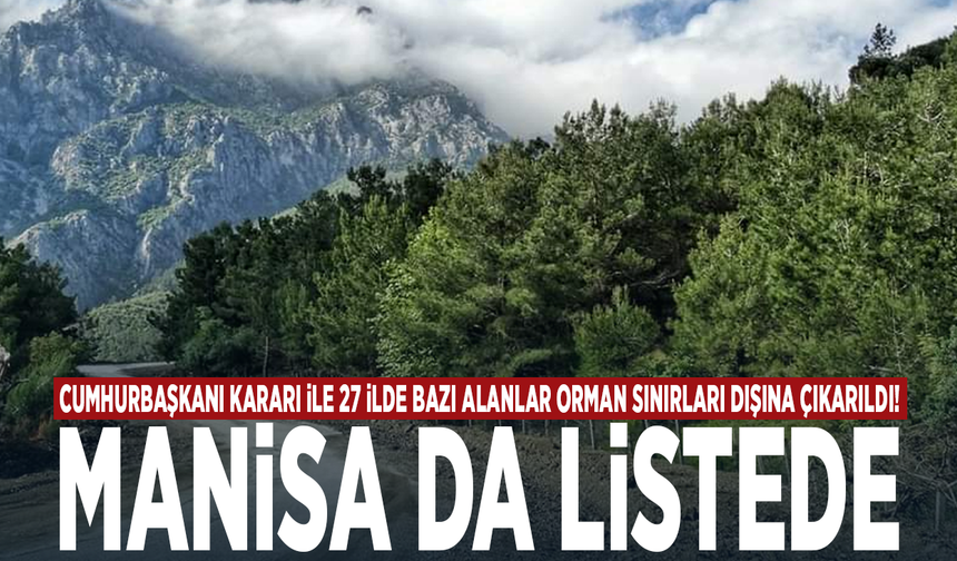 Cumhurbaşkanı Kararı ile 27 ilde bazı alanlar orman sınırları dışına çıkarıldı! Manisa da listede