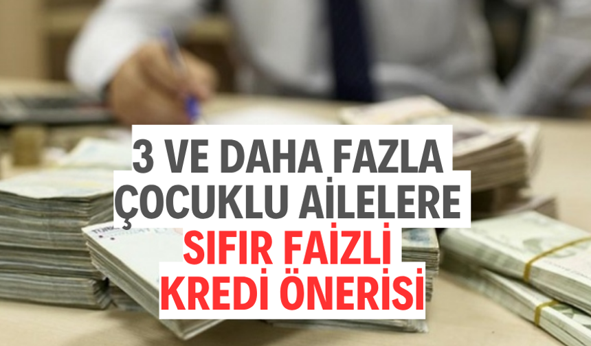 3 ve daha fazla çocuklu ailelere sıfır faizli kredi önerisi