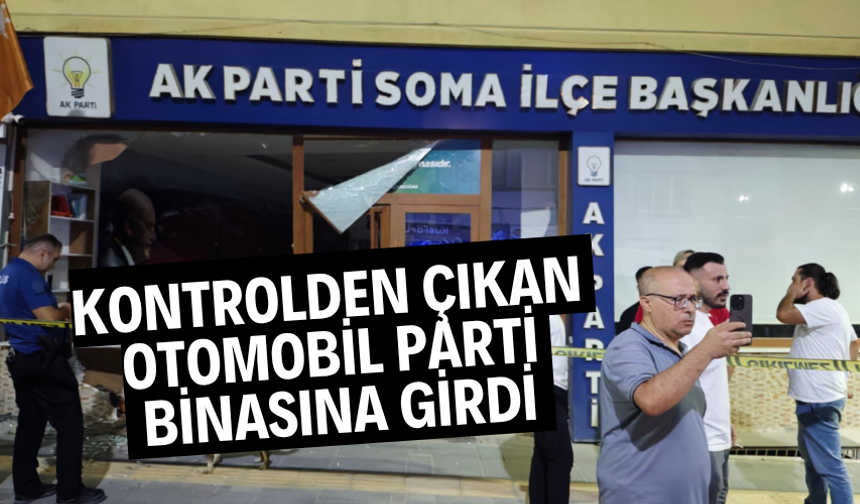 Kontrolden çıkan otomobil parti binasına girdi