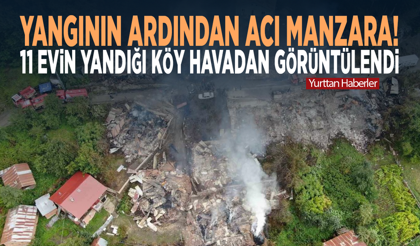 yangının ardından acı manzara! 11 evin yandığı köy havadan görüntülendi