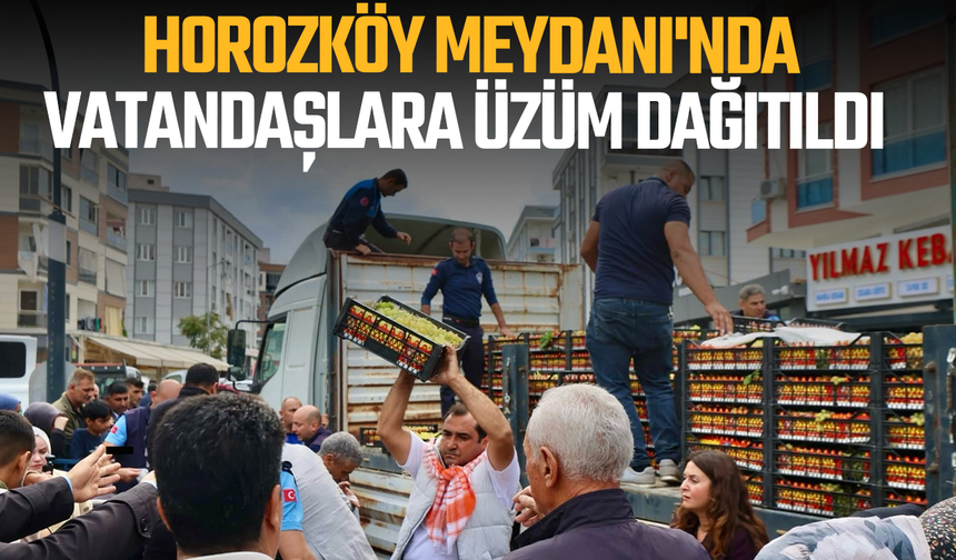 Yunusemre'de Horozköy Meydanı'nda vatandaşlara üzüm dağıtıldı