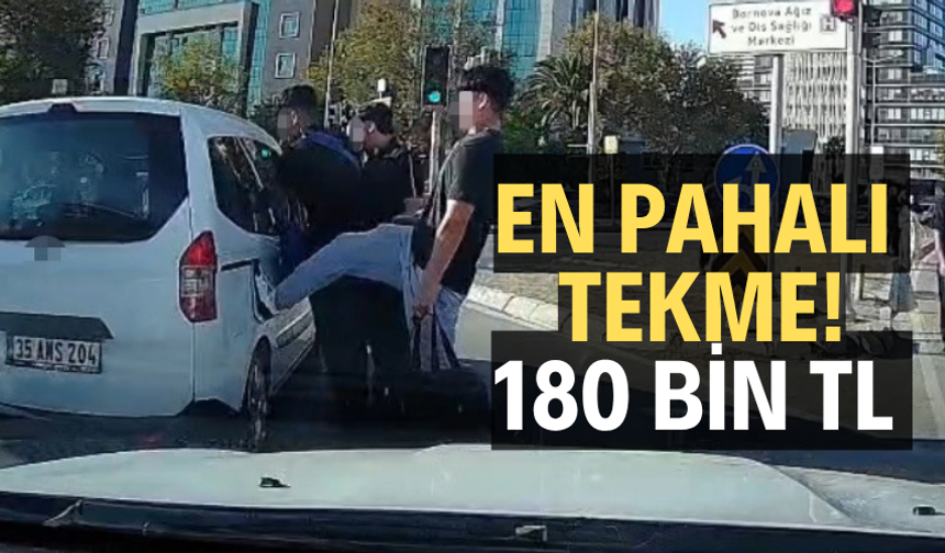 Araca tekme attı, cezayı yedi
