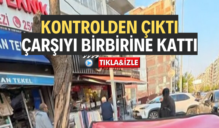Kontrolden çıkan otomobil çarşıyı birbirine kattı