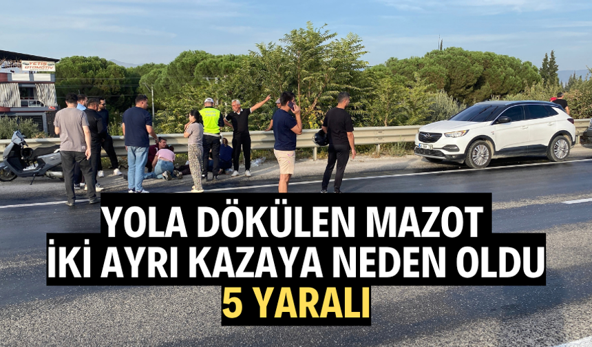 Yola dökülen mazot iki ayrı kazaya neden oldu: 5 yaralı