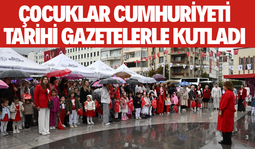 Manisa’da 29 Ekim'de çocuklar cumhuriyeti tarihi gazetelerle kutladı