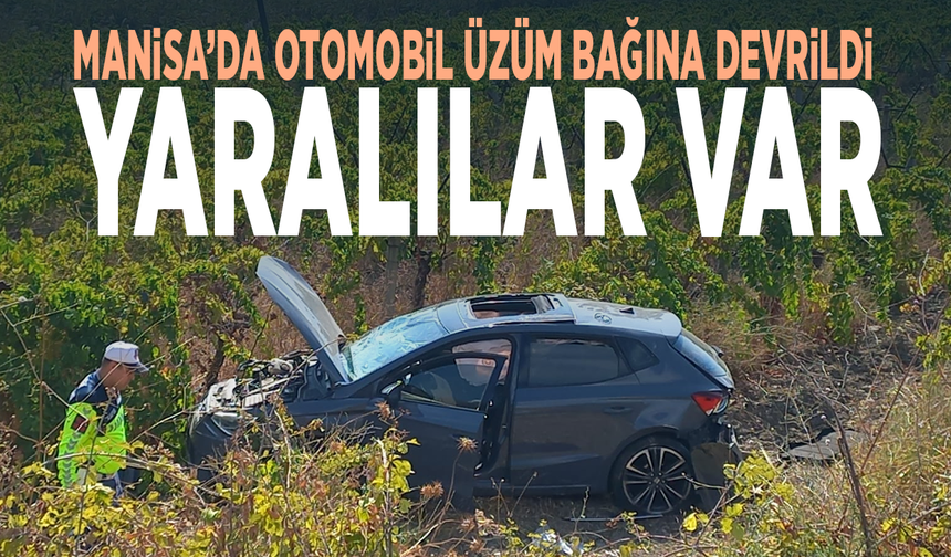 Manisa’da otomobil üzüm bağına devrildi: Yaralılar var